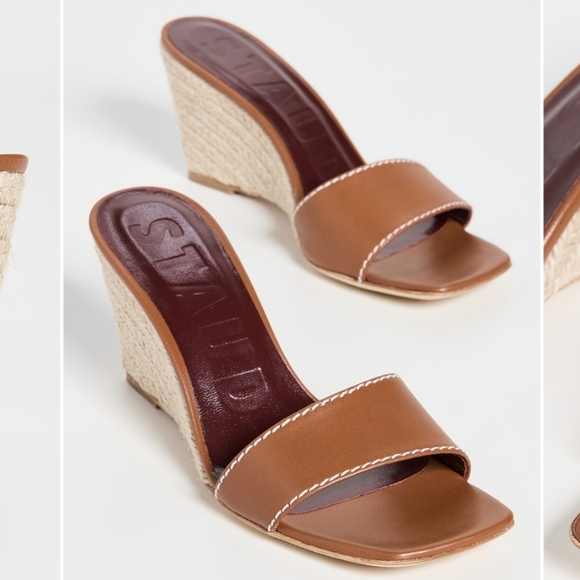 STAUD Shoes - New Staud Billie Tan/Natural Espadrille Wedge Sandals Size 5